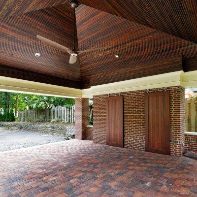 Outdoor storage with sliding doors in new pavilion Wilcox Architecture Cincinnati