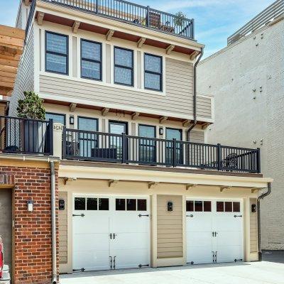 garage exterior 4-story new OTR home